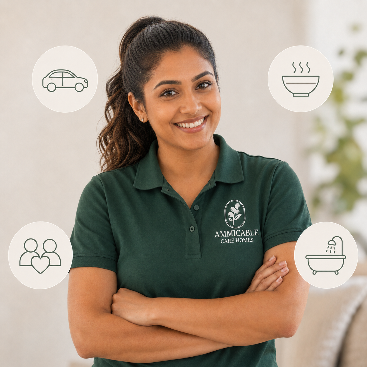 An Ammicable caregiver representing compassionate professional care